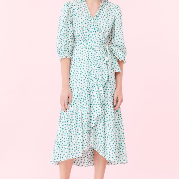 emerald daisy wrap dress